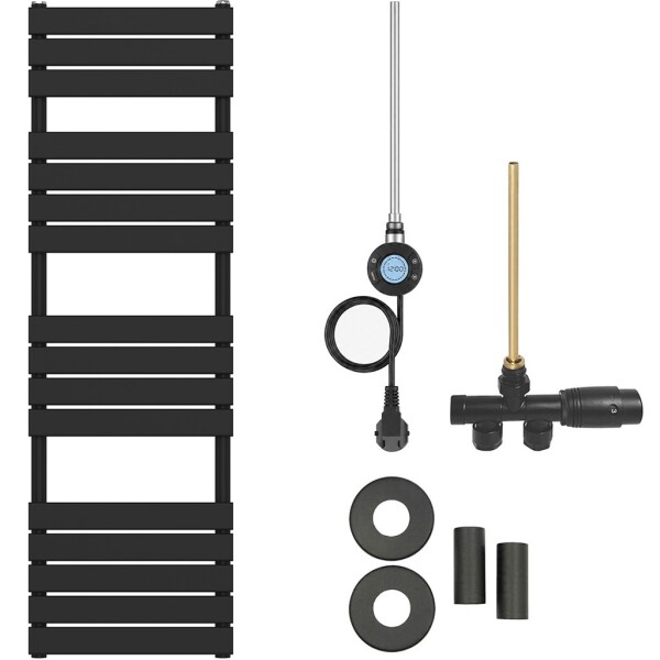CERANO Koupelnový radiátorový set Claude - kombinované vytápění, wifi tyč - boční jednobodové připojení - 600W - černá matná - 1600x500 mm