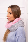 KN14 Dámský dvoubarevný snood světle růžová+šedá UNI