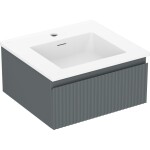MEXEN/S - Rivel koupelnová skříňka 50 cm s umyvadlem Otis, 1 šuplík, reliéf , grafit mat/bílá mat 91A20-05023-1-BF66-W18M01