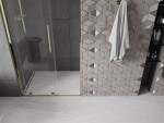 MEXEN/S - Velar posuvné sprchové dveře 120, transparent, zlatá 871-120-000-01-50