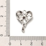 Kovový přívěsek - platinový s černým smaltem - tající srdce - 21,5 x 16,5 x 5,5 mm - 1 ks