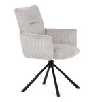 Židle jídelní, krémová manšestrová látka, 360° vratný mechanismus, černý kov