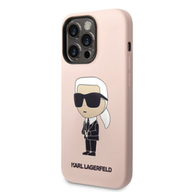 Pouzdro Karl Lagerfeld Liquid Silicone Ikonik NFT iPhone 14 Pro Max růžové