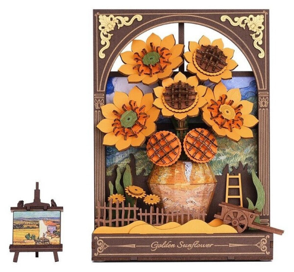 3D Dřevěná skládačka: Zlaté slunečnice