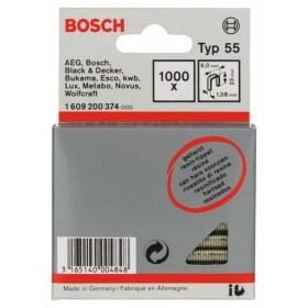 Bosch Accessories 1609200374 sponky s úzkým hřbetem Typ 55 1000 ks Rozměry (d x š) 23 mm x 6 mm
