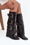 Dámské kozačky s ohrnutým lemem D8262 Sarisse černé - Sweet Shoes 36