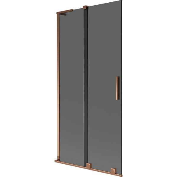 MEXEN/S - Velar L dvoukřídlá posuvná vanová zástěna 95 x 150, grafit, růžové zlato 896-095-003-41-60