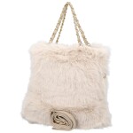 Módní dámská plyšová kabelka do ruky Lilith, světle béžová