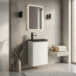 CERANO - Umyvadlová skříňka pro WC Zola - bílá matná + umyvadlo z lit. mramoru - černá matná - 40x55x23,5 CER-999995