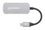 Manhattan USB-C na HDMI adaptér 3v1 stříbrný / Adaptér / 4K 30Hz / USB-A 3.2 Gen1 / PD 100 W (130707)