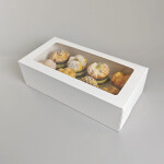 Cake star Bílá krabice s průhledným víkem na 8ks muffinů