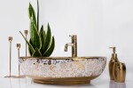 REA - Umyvadlo na desku Margot White/Gold REA-U9650