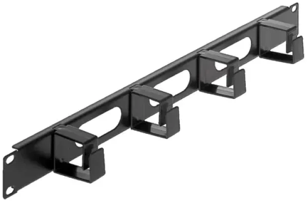 Intellinet černá / Panel pro správu kabelů / 19" / 1U / 4 plastové kroužky (711050)