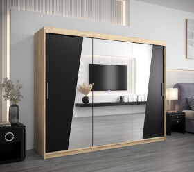 Šatní skříň Abi R0 Barva korpusu: Dub Sonoma, Rozměry: 250 cm, Dveře: Černá