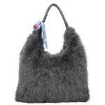 Módní dámská plyšová kabelka do ruky Raiga, tmavě šedá