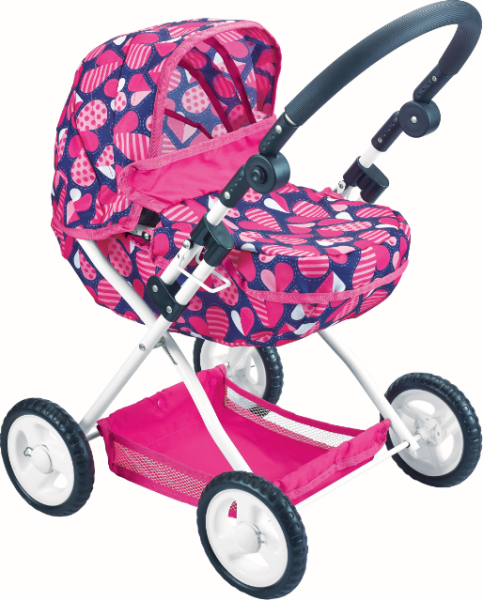 Kočárek hluboký růžový se vzorem