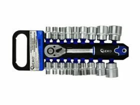 GEKO Hlavice nástrčné + ráčna 1/2" sada 19ks / 8-32 mm / CrV ocel (G10103)