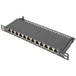 Intellinet 24-Port Cat6a Patchpanel geschirmt 1HE Kabeleinführung 90° abgewinkelt schwarz 24 portů patch panel 483 mm (1