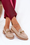 Dámské mokasíny s pletením a zlatým detailem béžové Seffolia 38