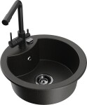 MEXEN/S - Diego granitový dřez včetně baterie Duero, černá/zlatá metalik 6512-75-671600-70-B