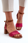 Dámské sandály na podpatku z eko semiše fuksie Ronvia 41