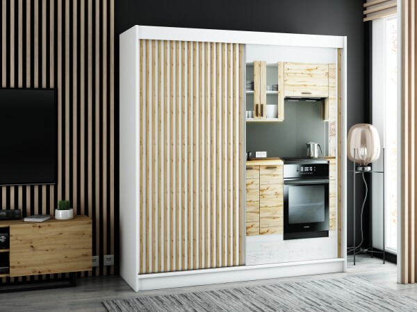 Šatní skříň Abi Lamelo 2 Barva korpusu: Bílá, Rozměry: 200 cm
