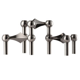 Stoff Nagel Designový svícen STOFF Nagel Black Chrome – set 3 ks, černá barva, kov