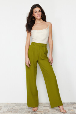 Zelené široké tkané kalhoty značky Trendyol