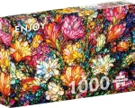 ENJOY Puzzle Abstraktní vitrážová květinová zahrada
