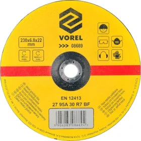 Vorel Brusný kotouč na kov 230x22x6,8 mm vypouklý / Brusný kotouč / 230x22 mm / Vypouklý
