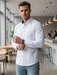 Pánská elegantní hladká bílá košile SLIM FIT FashionStreet DX2618 XXL