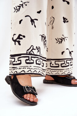 Ploché Sandály S Dekorací Eko Semiš Černé Lilria 37