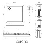 CERANO - Sprchová vanička čtvercová Brio - SMC/minerální kompozit - strukturovaná bílá - 100x100x4 + 2x čelní panel + nožičky CER-248563