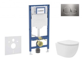 GEBERIT - Duofix Set předstěnové instalace, kompaktního klozetu Oudee Vortex a sedátka softclose, tlačítko Sigma20, nerez SANI11CA6106B