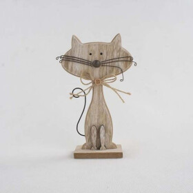Dřevěná kočka - natur 15 cm