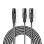 Nedis Vyvážený Audio kabel 2x XLR 3pinový (M) - XLR 3kolíková (F) 1.50 m tmavě šedá (COTH15020GY15)