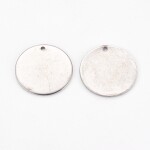 Přívěsek z nerezové oceli pro gravírování - platinový - placička - 20 x 20 x 1 mm - 1 ks