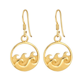 LUNICA Stříbrné visací náušnice GOLDEN WAVE 0368