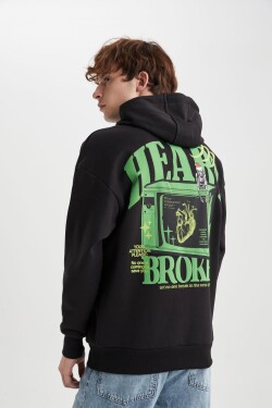 DEFACTO Christmas Themed Oversize Fit Hooded Back Printed Sweatshirt