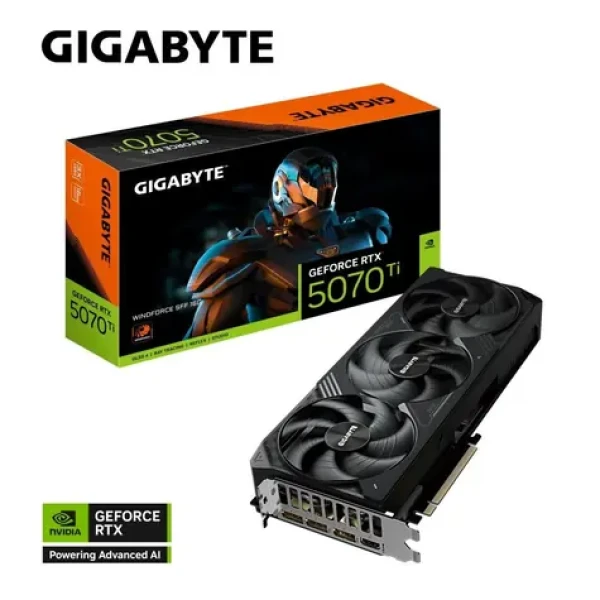 Gigabyte GeForce RTX 5070 Ti WINDFORCE SFF 16G / 2452MHz / 16GB GDDR7 / 256-bit / 1x HDMI + 3x DP / 750W (16) (GV-N507TWF3-16GD)
