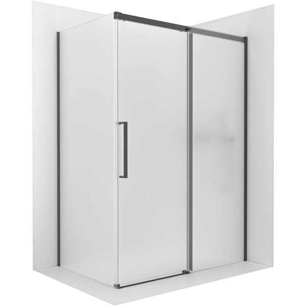 CERANO - Sprchový kout Lantono - pravá - 8 mm - Soft-Close - černá matná, mléčné sklo - 160x70 - posuvný CER-665500