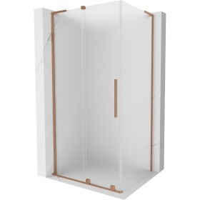 MEXEN/S - Velar L sprchový kout, posuvné dveře 100 x 70, dekor, měď kartáčovaná 871-100-070-33-65