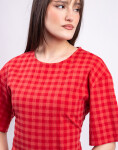 Thinking MU Red Checks Seersucker Kina Dress RED S