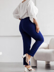 Tmavě modré elegantní dámské kalhoty plus size (728) odcienie niebieskiego