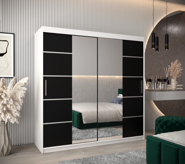 Šatní skříň Abi V4 Barva korpusu: Bílá, Rozměry: 200 cm, Dveře: Černá