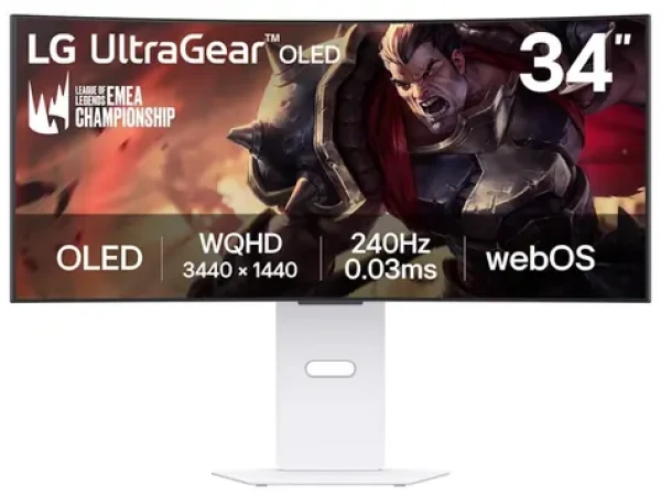 34" LG 34GX90SA-W bílá / OLED / 3440x1440 / 21:9 / 275cd-m2 / 0,03ms / DP / HDMI / repro (34GX90SA-W.AEU)