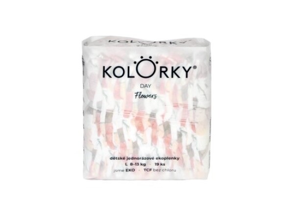 KOLORKY DAY jednorázové eko plenky květy - L (8-13 kg), 19 ks