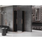 MEXEN/S - Velar L Duo sprchový kout, posuvné dveře 100 x 100, grafit, měď kartáčovaná 871-100-100-02-43-65