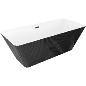 MEXEN/S - Tava volně stojící vana reliéf 170 x 75, bílá/černá, sifon a přepad černá 52851707575-70