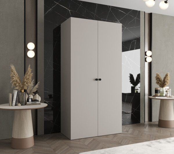 Šatní skříň Abi Parma 1 Rozměry: 100 cm, Pásky / úchyty: Černá, Barva korpusu + barva dveří: Kašmír + Kašmír